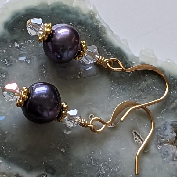Dark Pearl and Preciosa Earrings - Picture 3 of 4